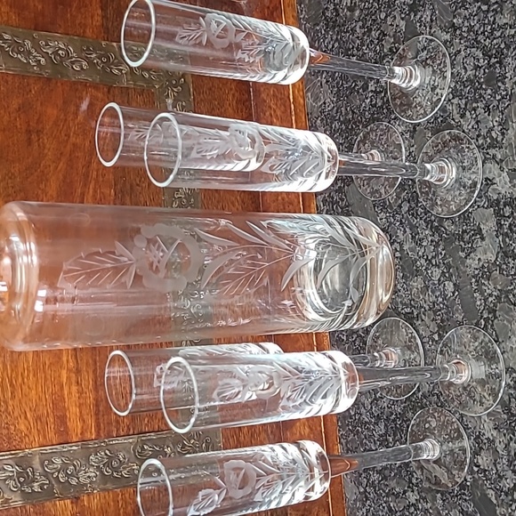 Vintage Javit Handcut Crystal Cordial Decanter with 6 Glasses - Picture 16 of 16